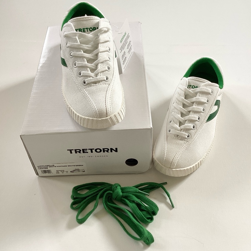 NWT Tretorn Nylite Plus White and Green Sneakers - Picture 10 of 11